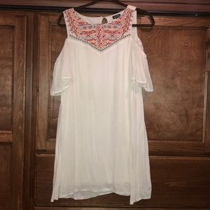 Embroidered white flowy dress